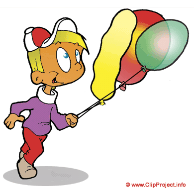 Kind mit Luftballons - Glückwunschkarte zum Geburtstag
