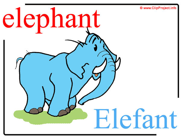 elephant - Elefant / Printable Pictorial English - German Dictionary for Children / Englisch - Deutsch Bildwörterbuch für Kinder