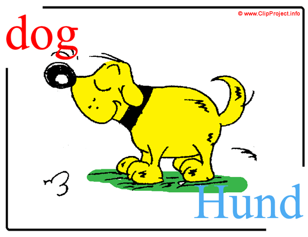 dog - Hund / Printable Pictorial English - German Dictionary for Children / Englisch - Deutsch Bildwörterbuch für Kinder