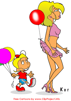 Sexy Frau und Knabe, Erotik Cartoon